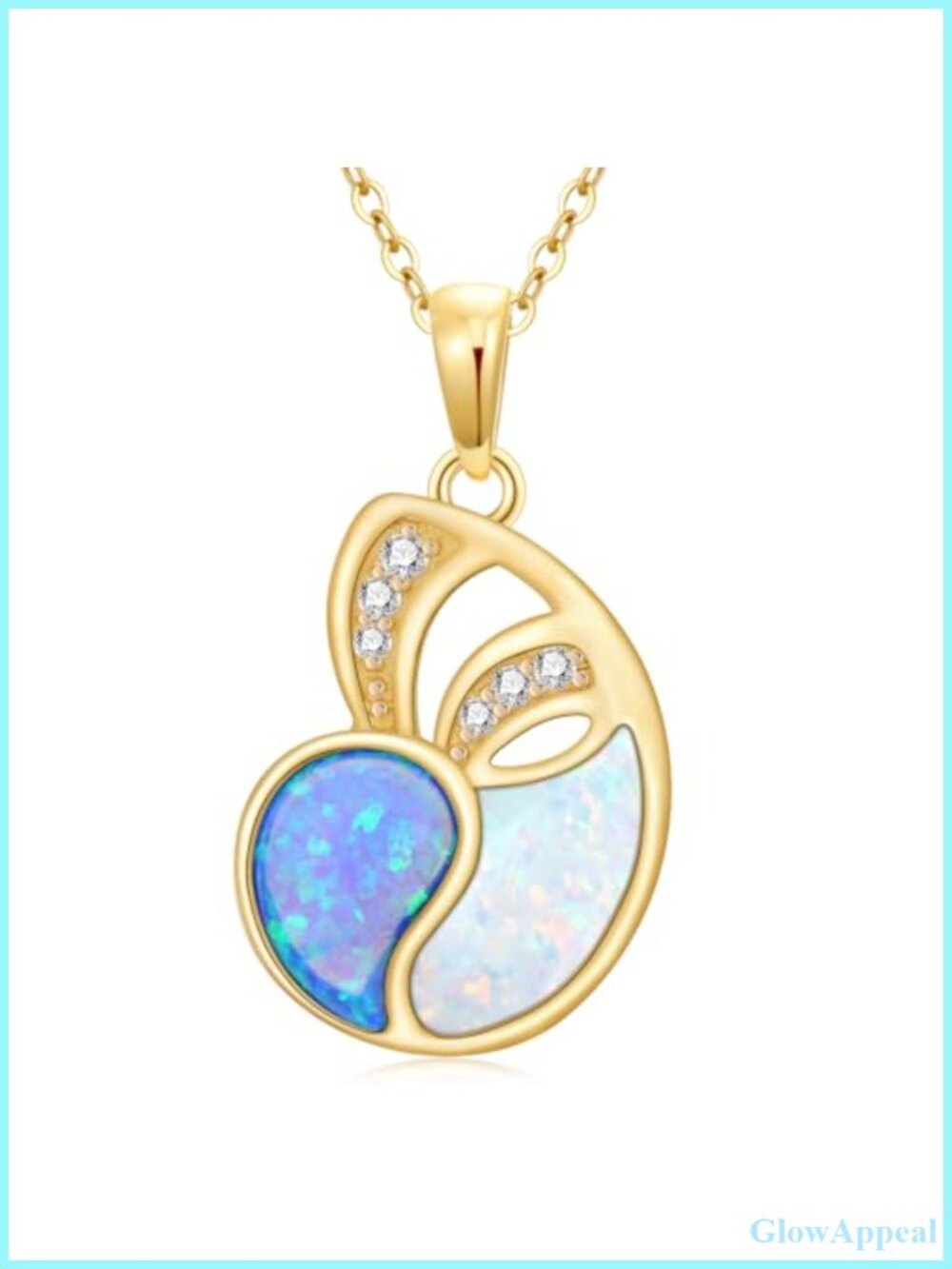 14K Solid Gold Opal Conch Shell Pendant Necklace Dainty Fine Jewelry Gift